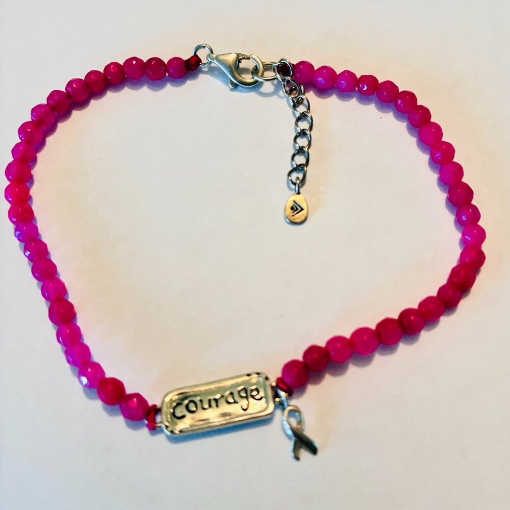 Silpada "Courage" Pink Quartz & Sterling Silver Breast Cancer Bracelet - Retired